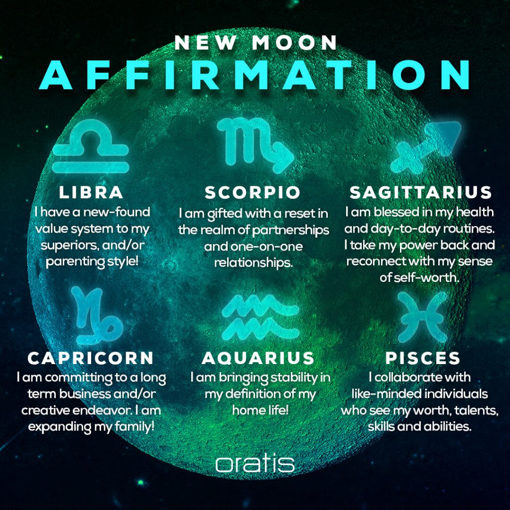 New Moon Affirmation for Libra, Scorpio, Sagittarius, Capricorn, Aquarius and Pisces